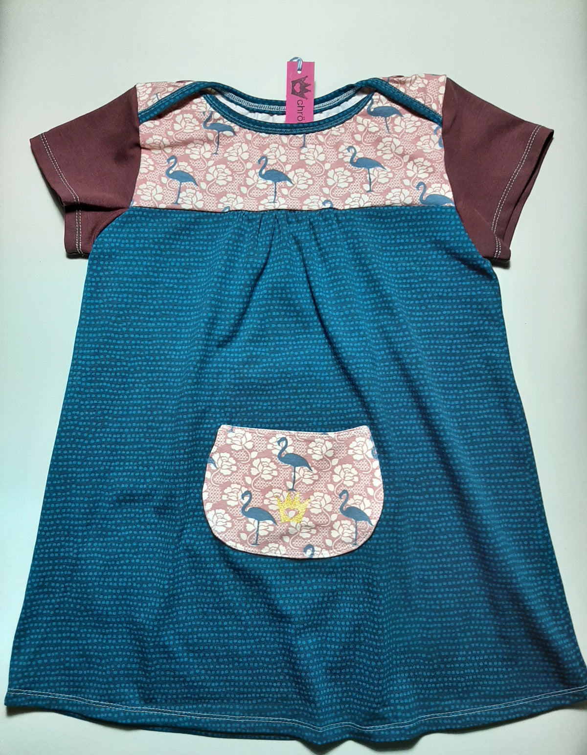 Kleid Flamingo handgemacht von Chrönli (110/116 cm)