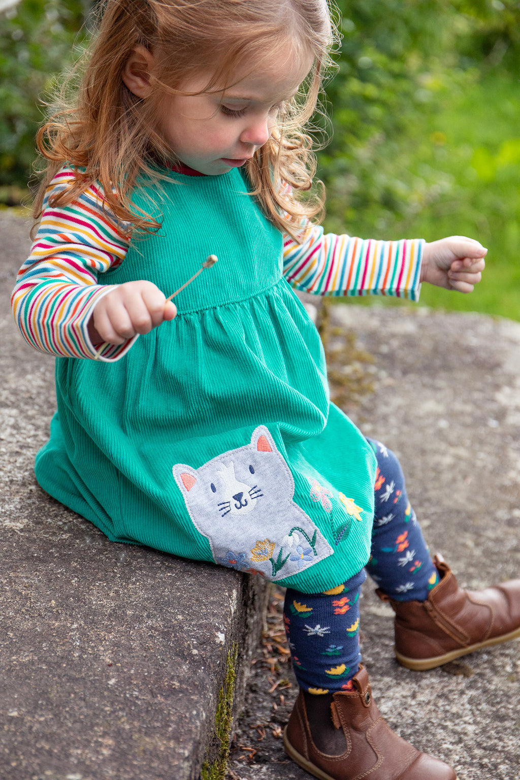 Kleid Cord türkis mit Katze von Frugi