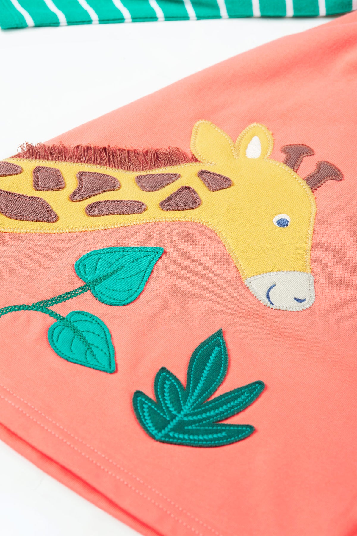 Set Kleid Giraffe sowie Shirt oder Body grün gestreift von Frugi