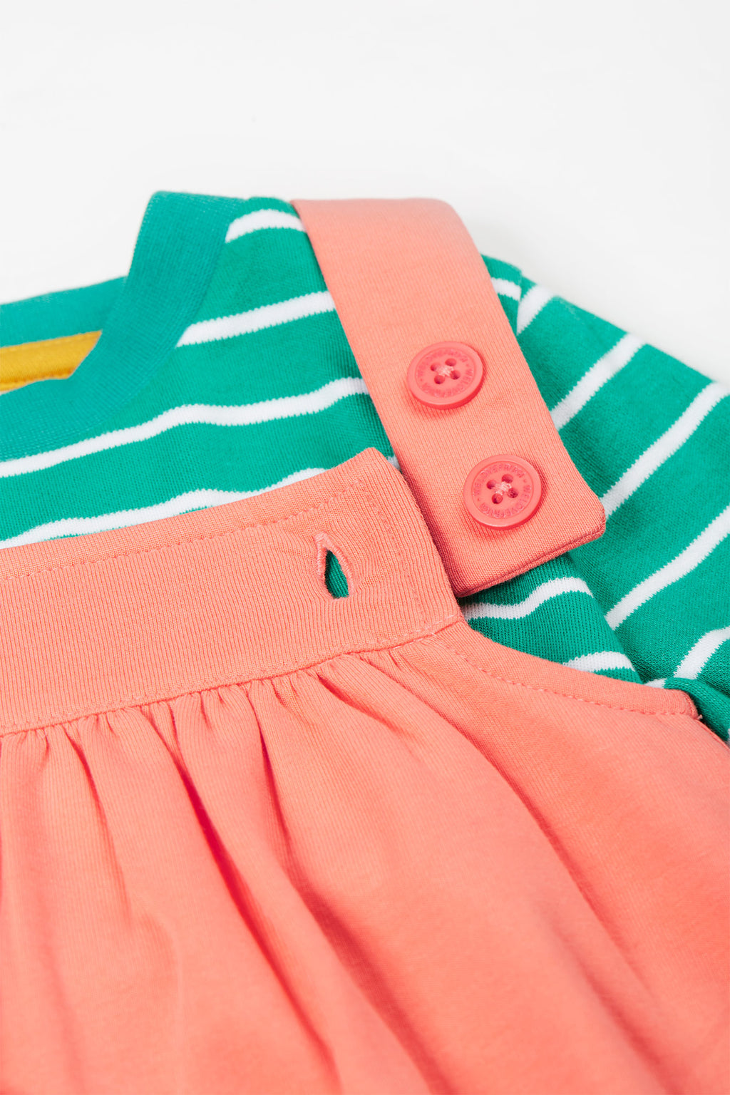 Set Kleid Giraffe sowie Shirt oder Body grün gestreift von Frugi