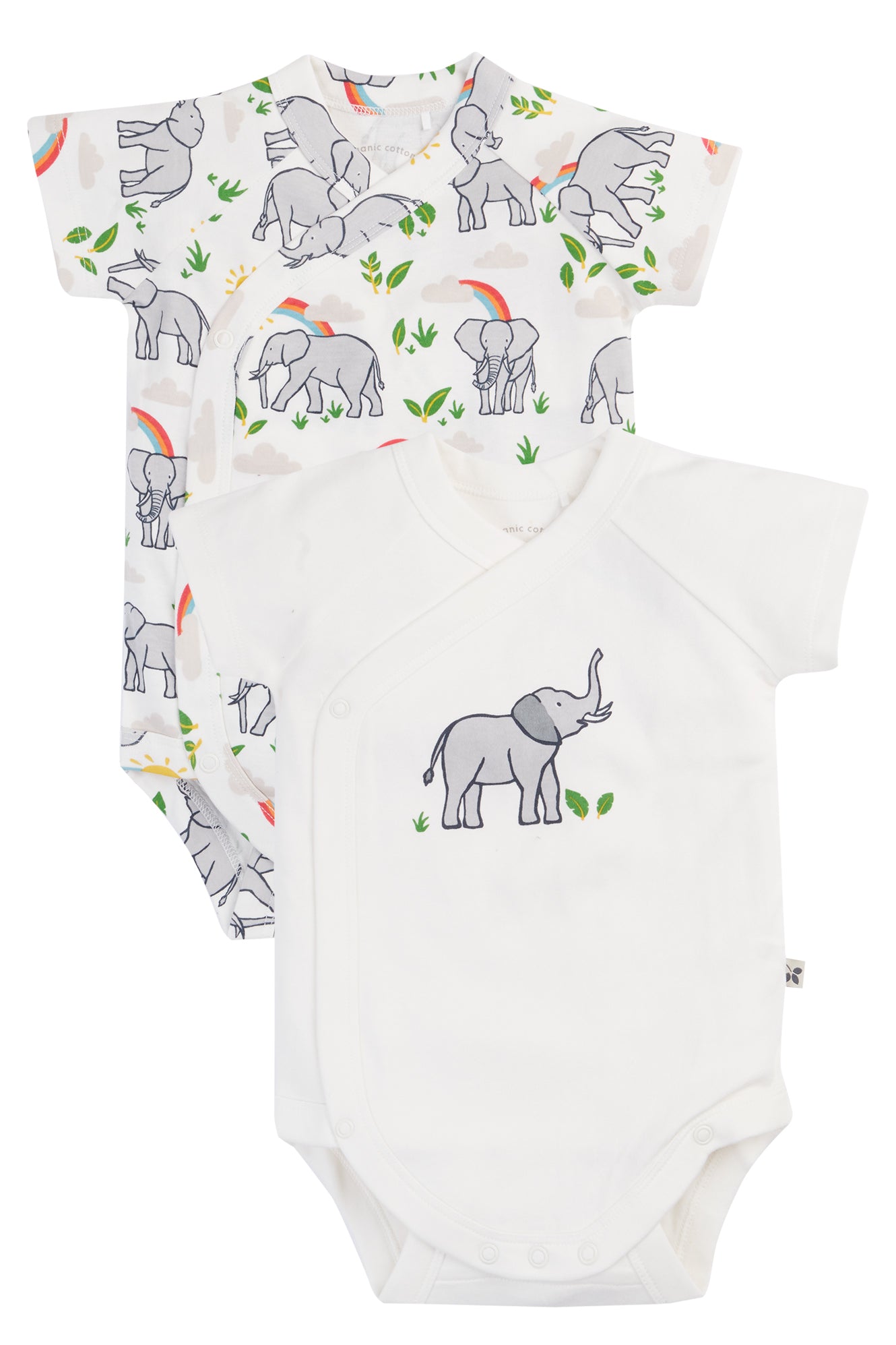 Body weiss mit einem Elefanten oder Body mit vielen Elefanten bedruckt von Frugi