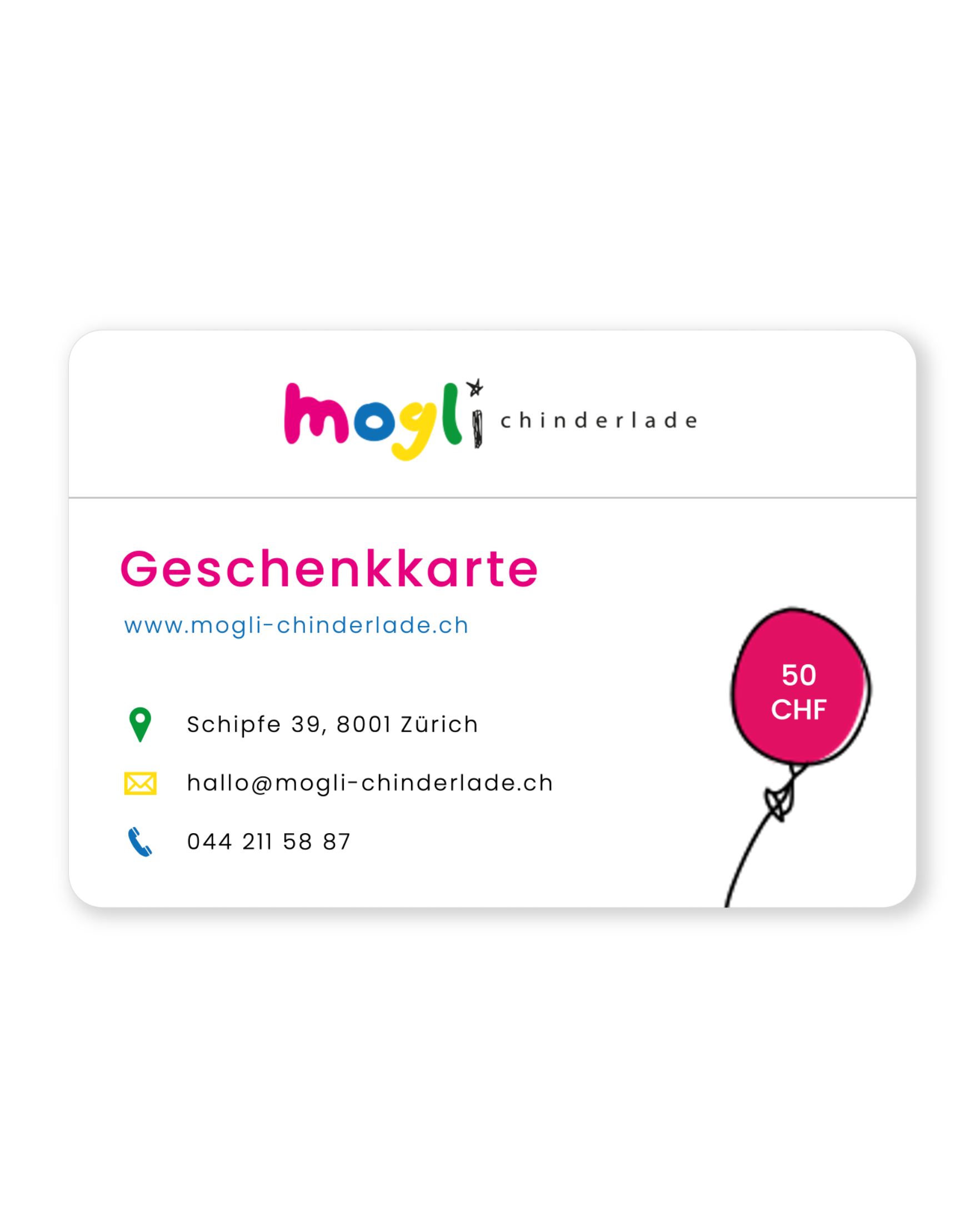 Geschenkkarte für den Laden ab 40 CHF