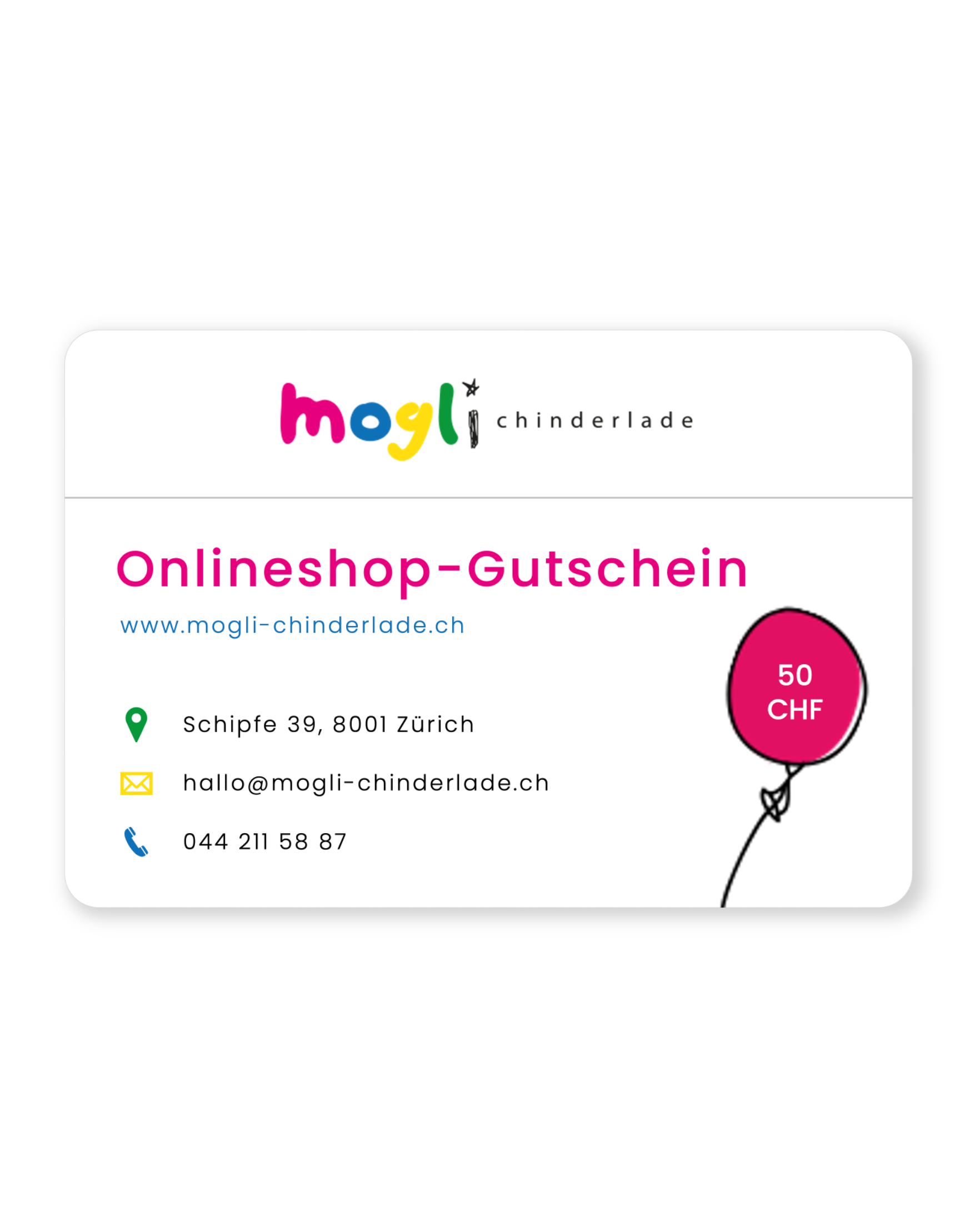 Geschenkgutschein für den Onlineshop ab 10 CHF