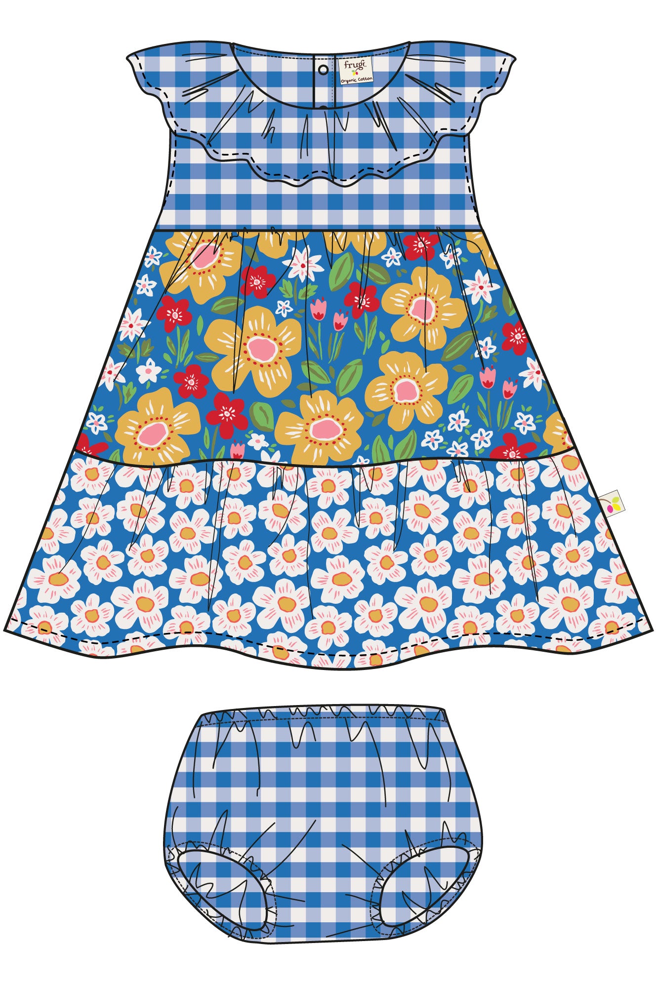 Kleid Blumen blau/weiss von Frugi