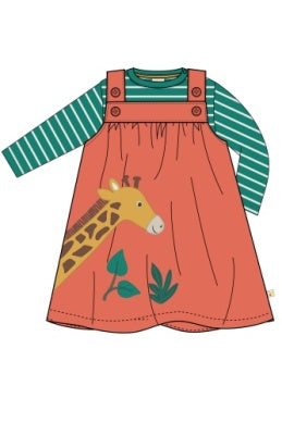 Set Kleid Giraffe sowie Shirt oder Body grün gestreift von Frugi
