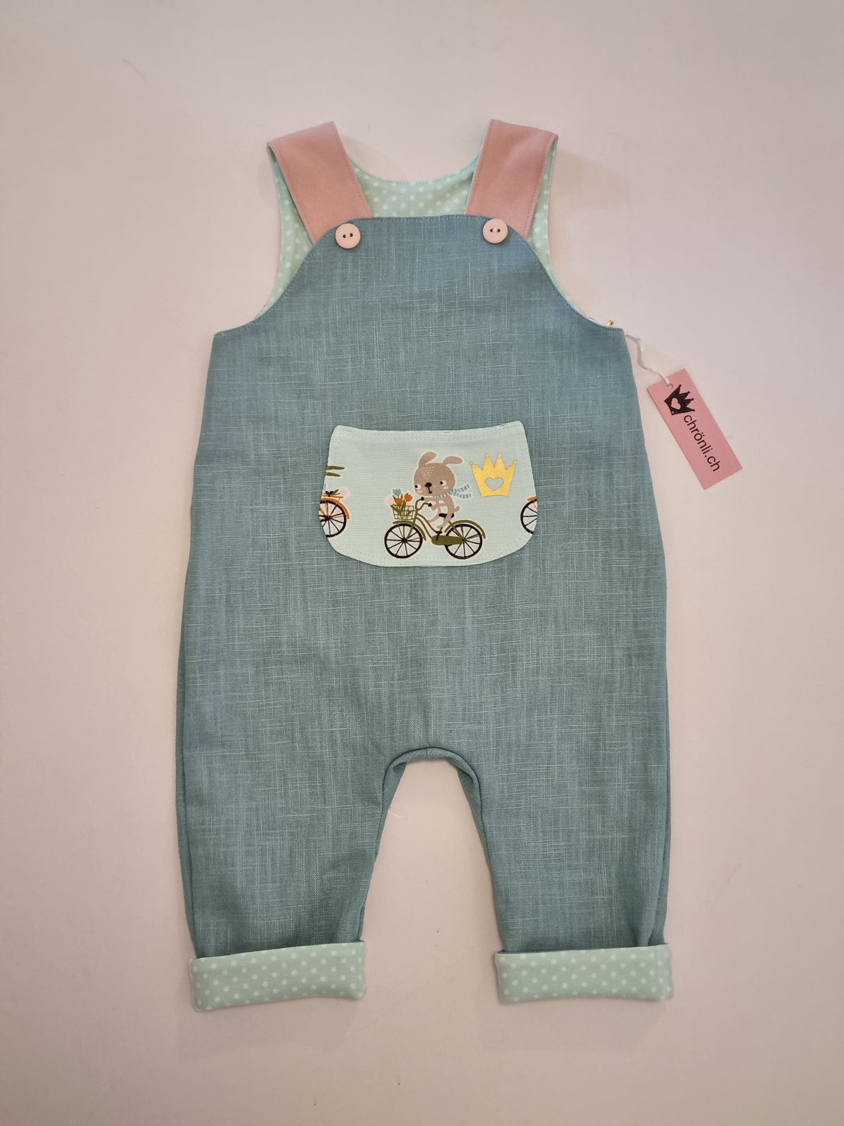 Latzhose aus Bio-Leinen von Chrönli (68cm)
