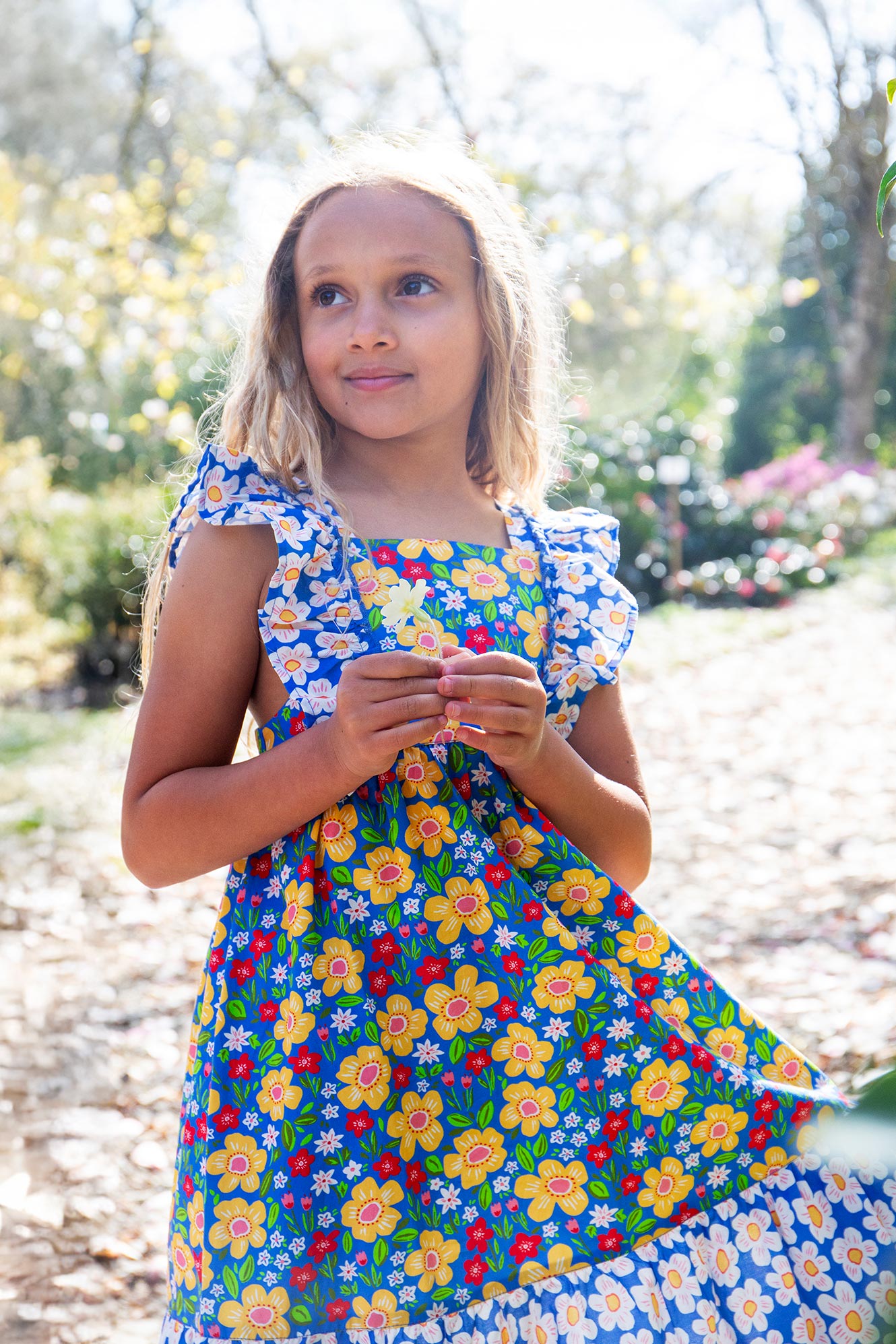 Kleid blau mit Blumen von Frugi