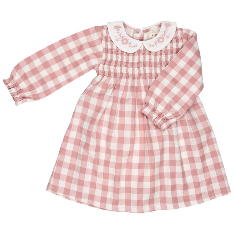 Gesmoktes Kleid mit Kragen von Pigeon