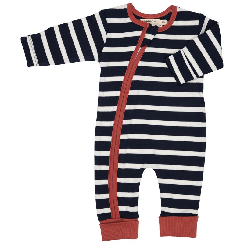 Strampler gestreift mit Zip von Pigeon