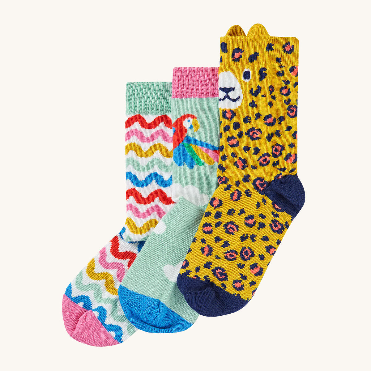 Socken Set Leopar/ Papagei und bunt gestreift  von Frugi