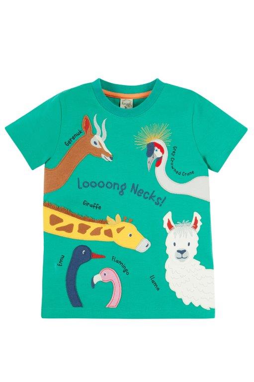T-Shirt mit Langhals-Tieren von Frugi