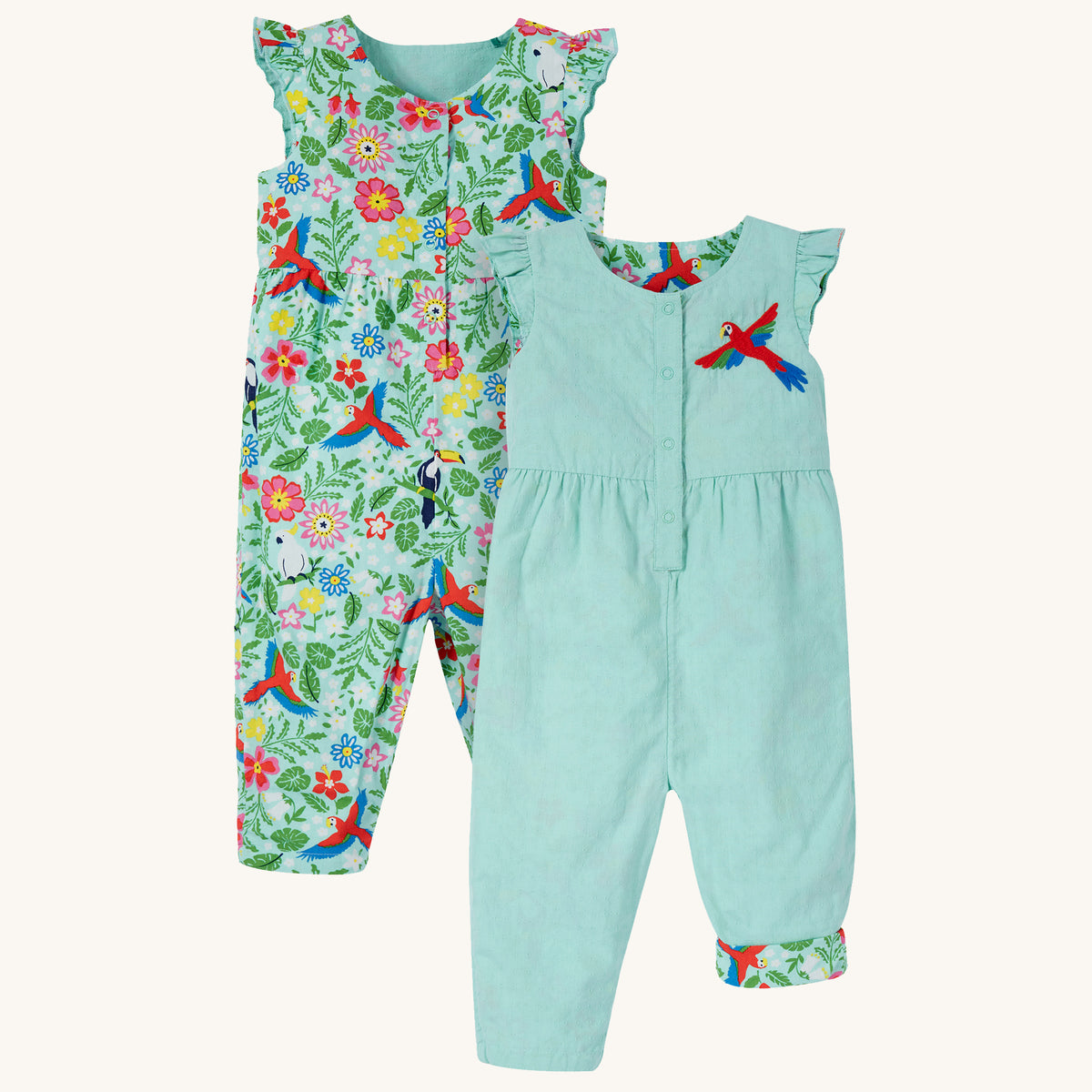 Wende-Latzhose Papagei von Frugi