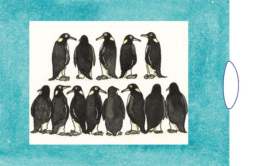 Zieh-Karte Pinguine Happy Birthday