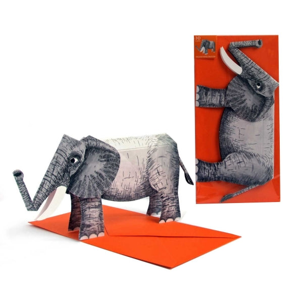 3-D Grusskarte Elefant mit Couvert