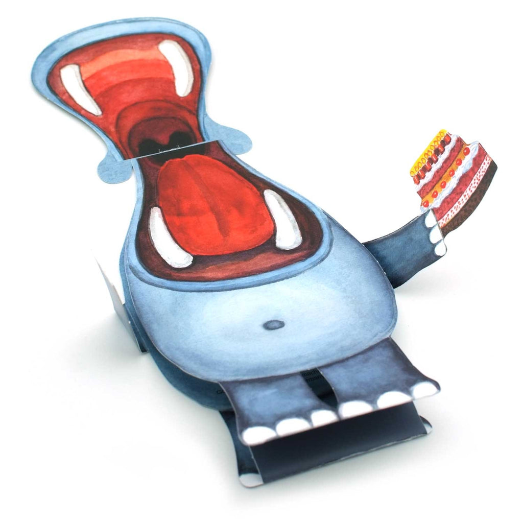 3-D Grusskarte Nilpferd mit Couvert