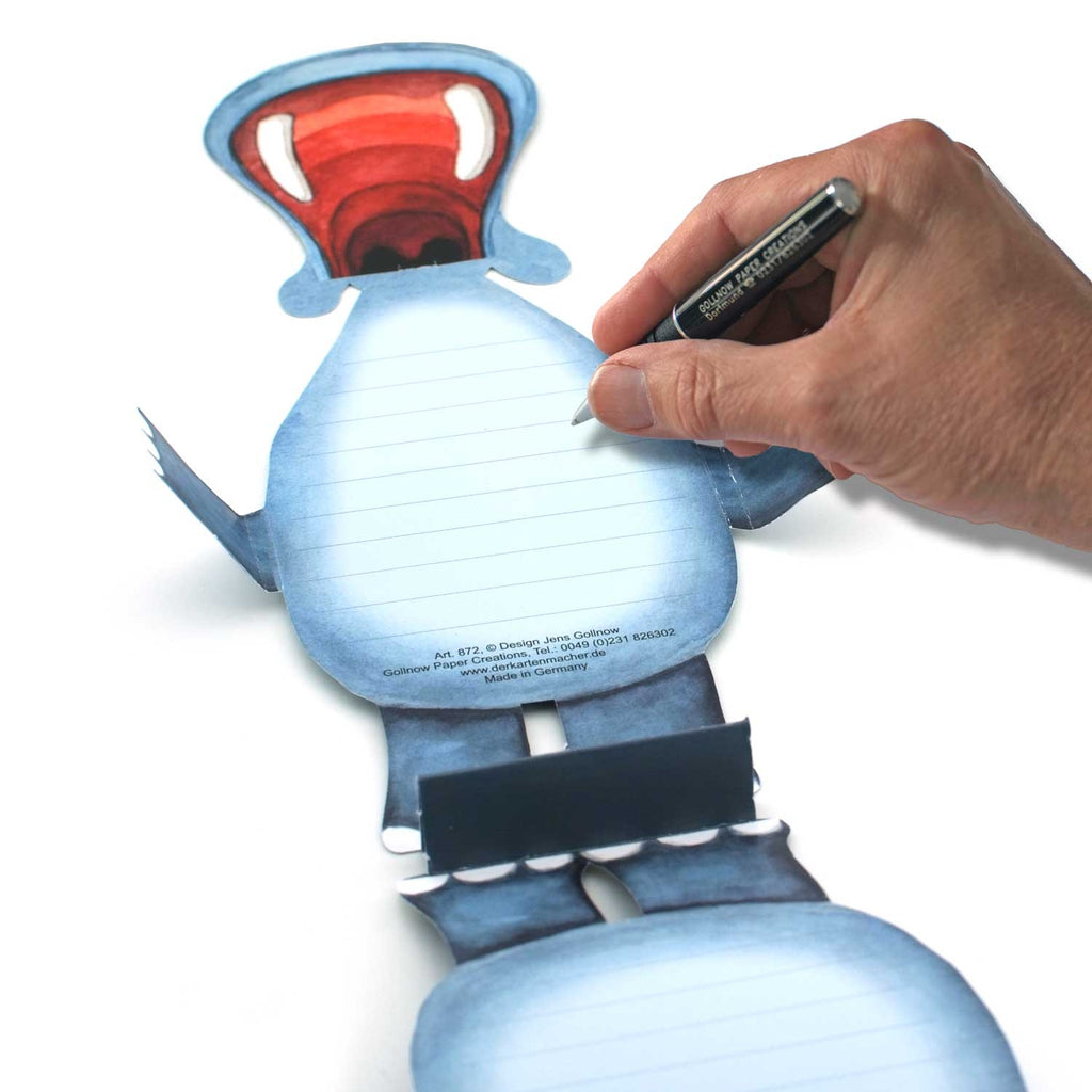 3-D Grusskarte Nilpferd mit Couvert