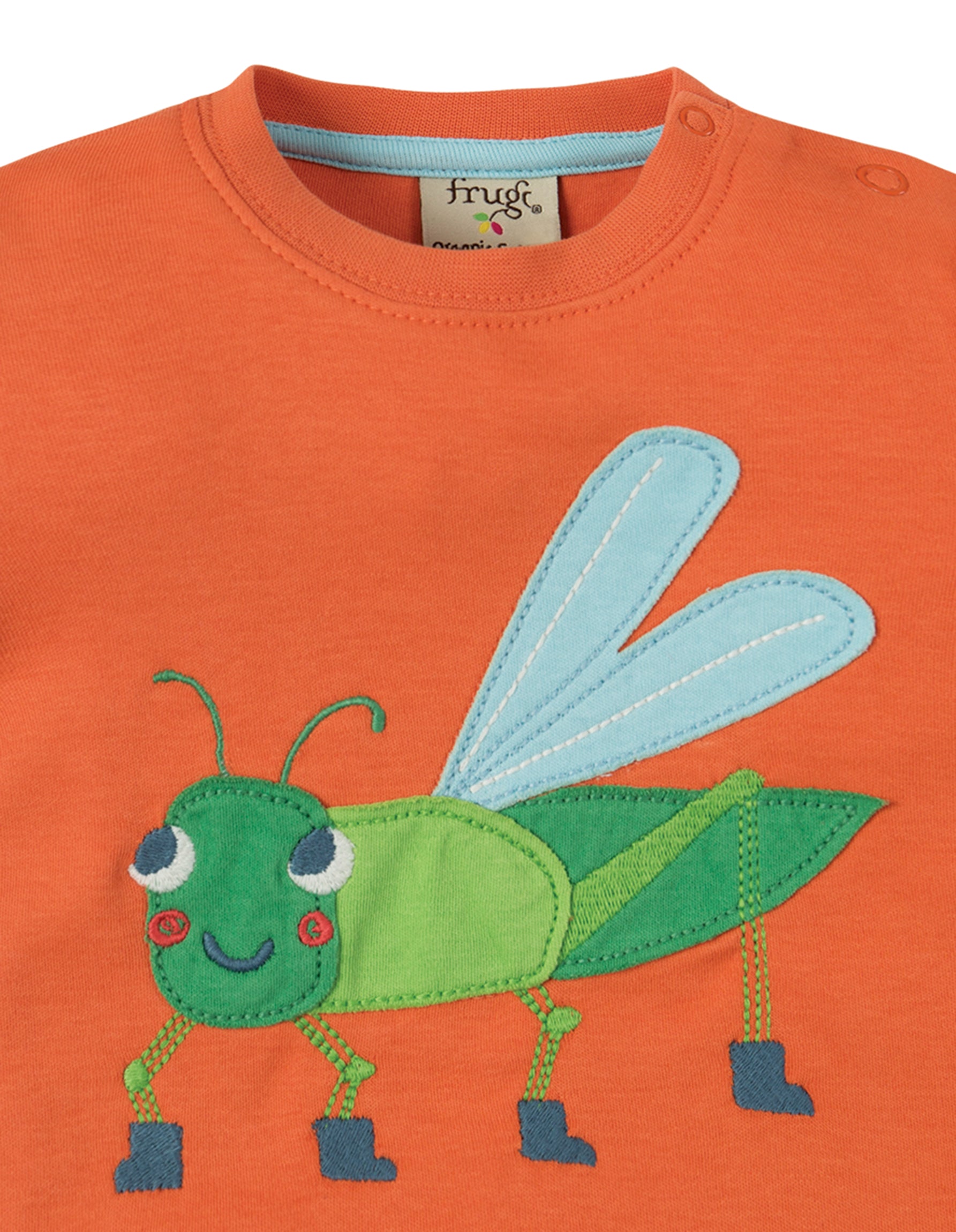 Kurzarm T-Shirt mit Grashüpfer Applikation ( 0-3, 6-12 Monate ) von Frugi