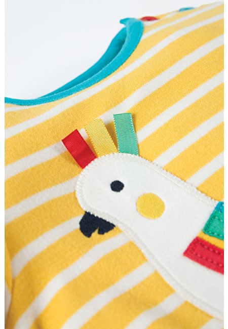 Atlantic Applique T-shirt Yellow Bird Vogel T-Shirt Frugi Gelb Applikation