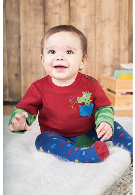 Shirt Langarm mit Drache von der Marke Frugi Leo layered Tee Dino Winter 18