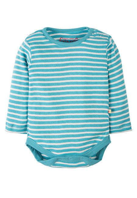 Body blau/weiss gestreift (neugeboren, 0-3 Monate) von Frugi 100% Bio-Baumwolle