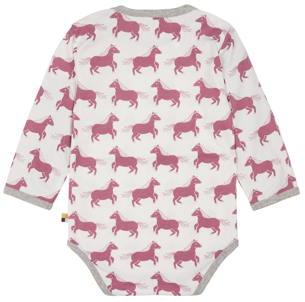 Langarm Body mit Pferde in rosa von loud + proud