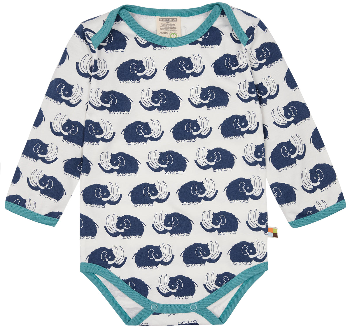Langarm Body mit Mamut  in blau von loud + proud