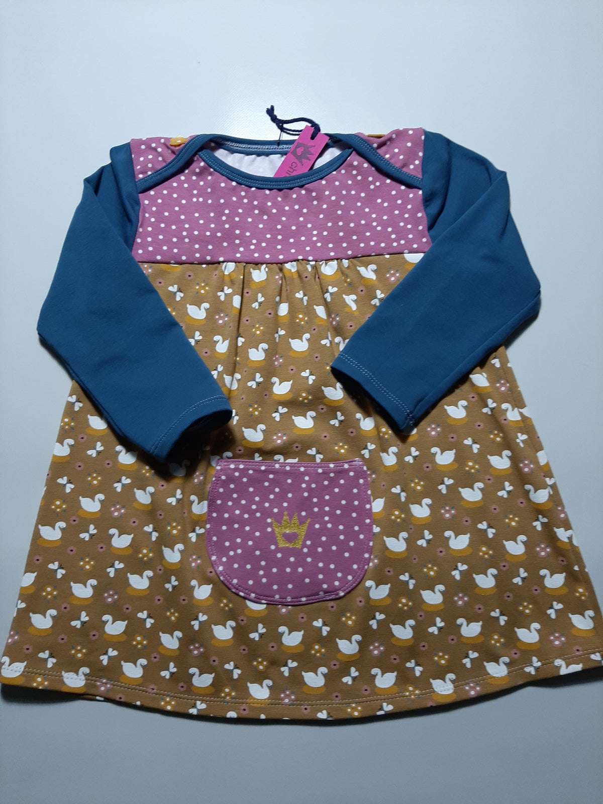 Kleid Schwan handgemacht von Chrönli ( 80/86cm)