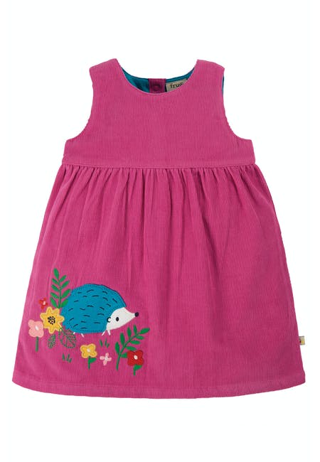 Pinkes Cordkleid mit Igel von Frugi