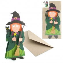 3-D Grusskarte Hexe mit Couvert