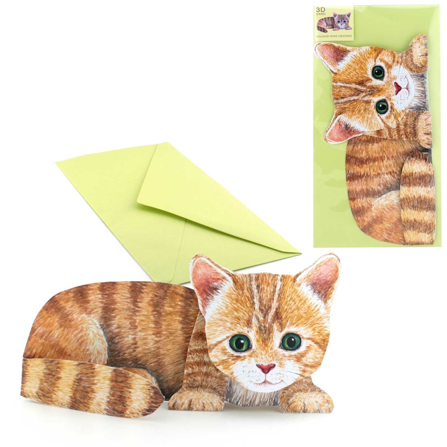 3-D Grusskarte Katze mit Couvert