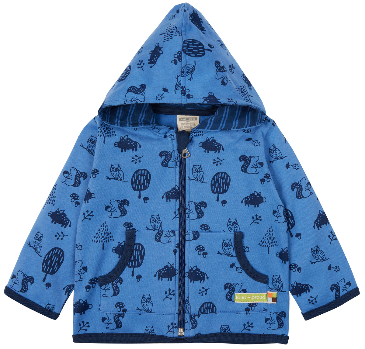 Jacke Waldtiere in indigo-blau ( 9-18 Monate)  von loud+proud