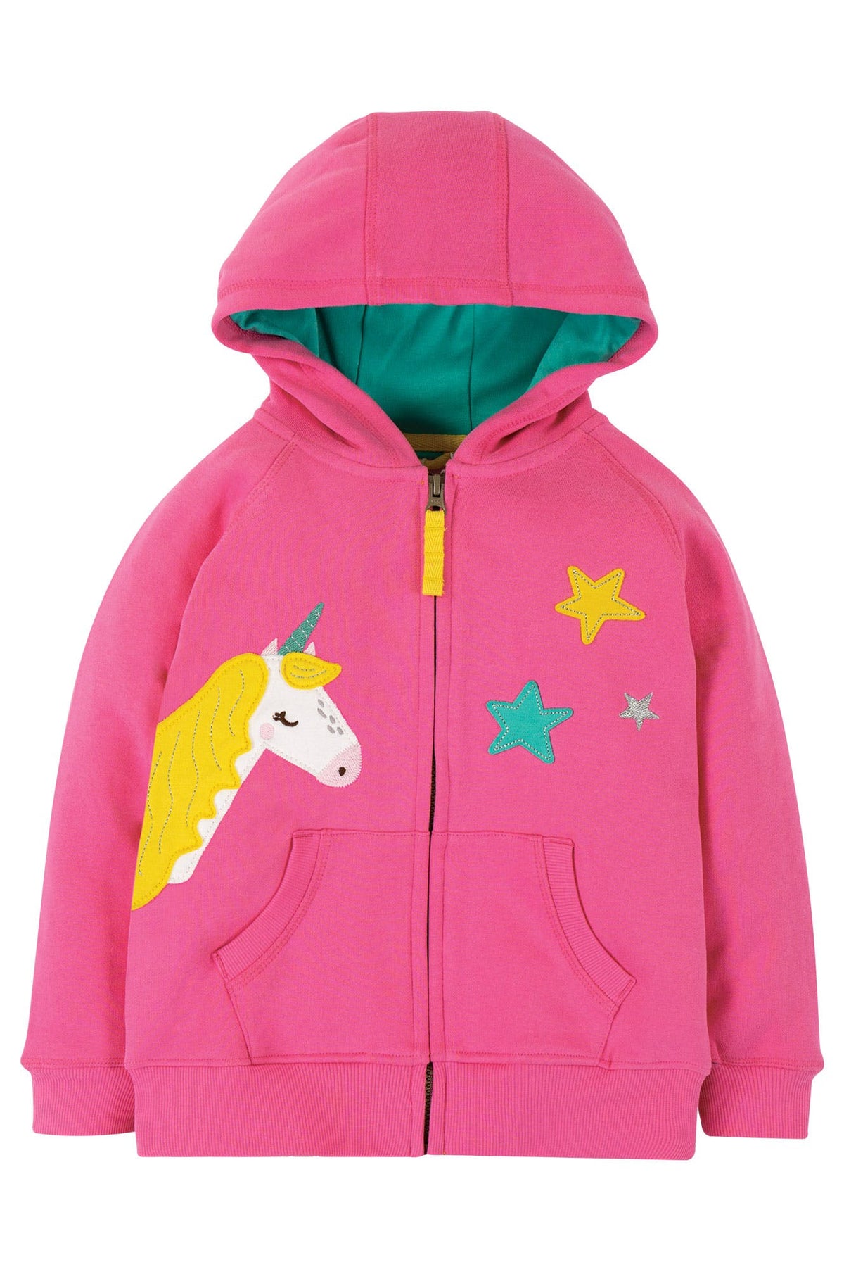 Pinke Kapuzenjacke mit Einhorn ( 3-6 Monate, 18-24 Monate,, 2-3 Jahre) von Frugi