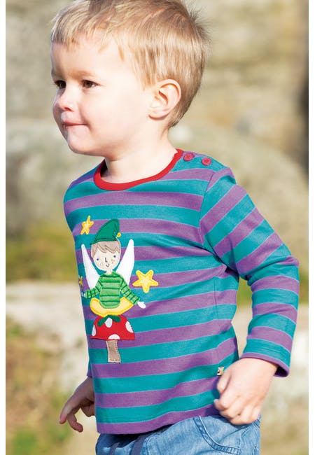 Shirt in lila/blau gestreift mit Fee von Frugi