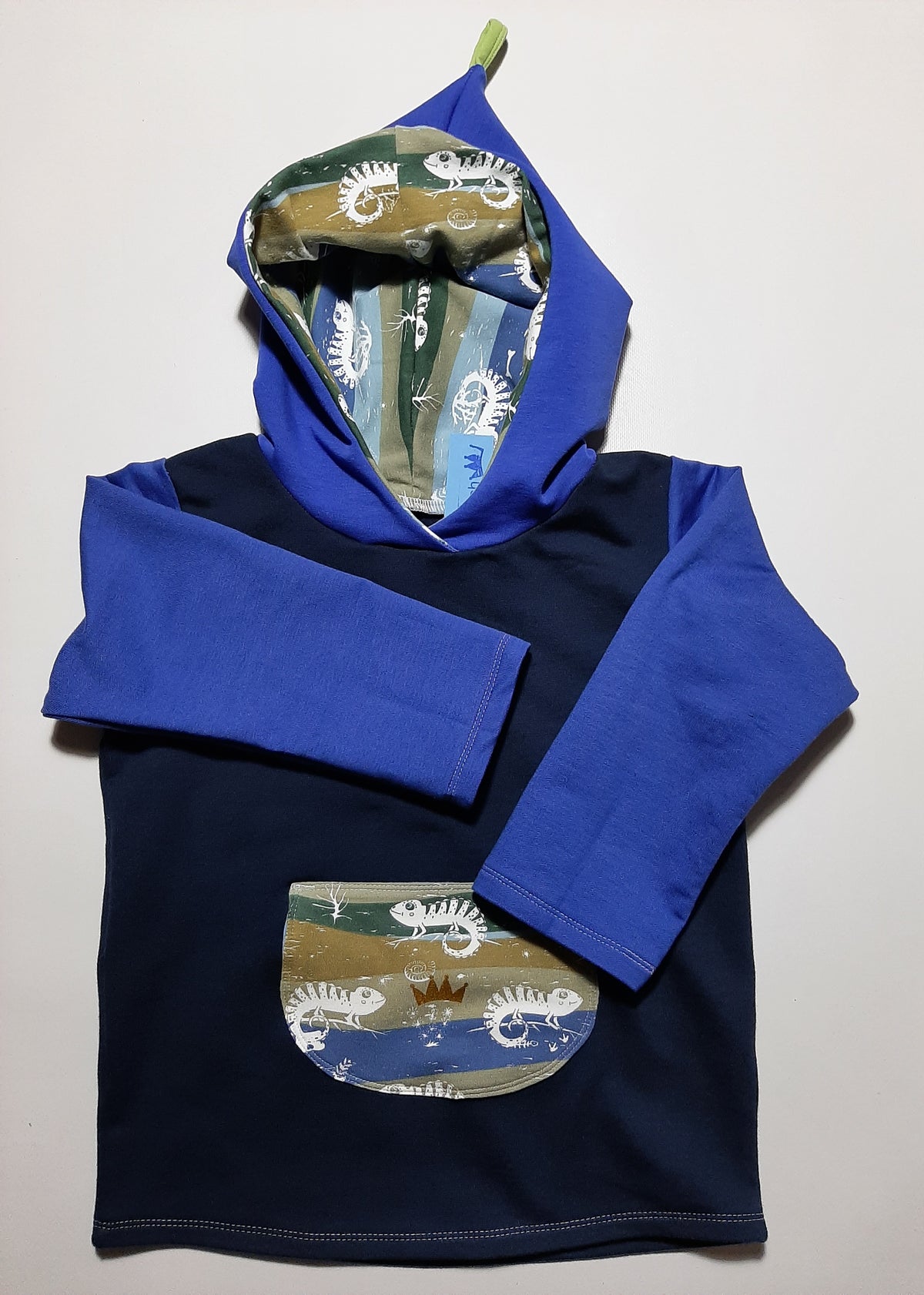 Chamäleon-Kapuzenpullover handgemacht von Chrönli (92-98cm)