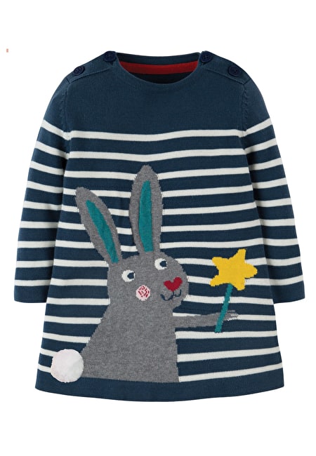 Gestricktes Kleid von Frugi mit Hasen Applikation