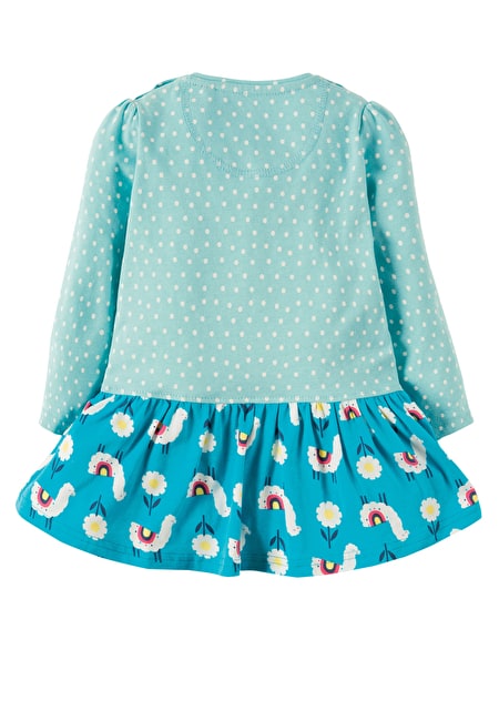 Kleid von hinten Lamakleid Lama Blau Frugi