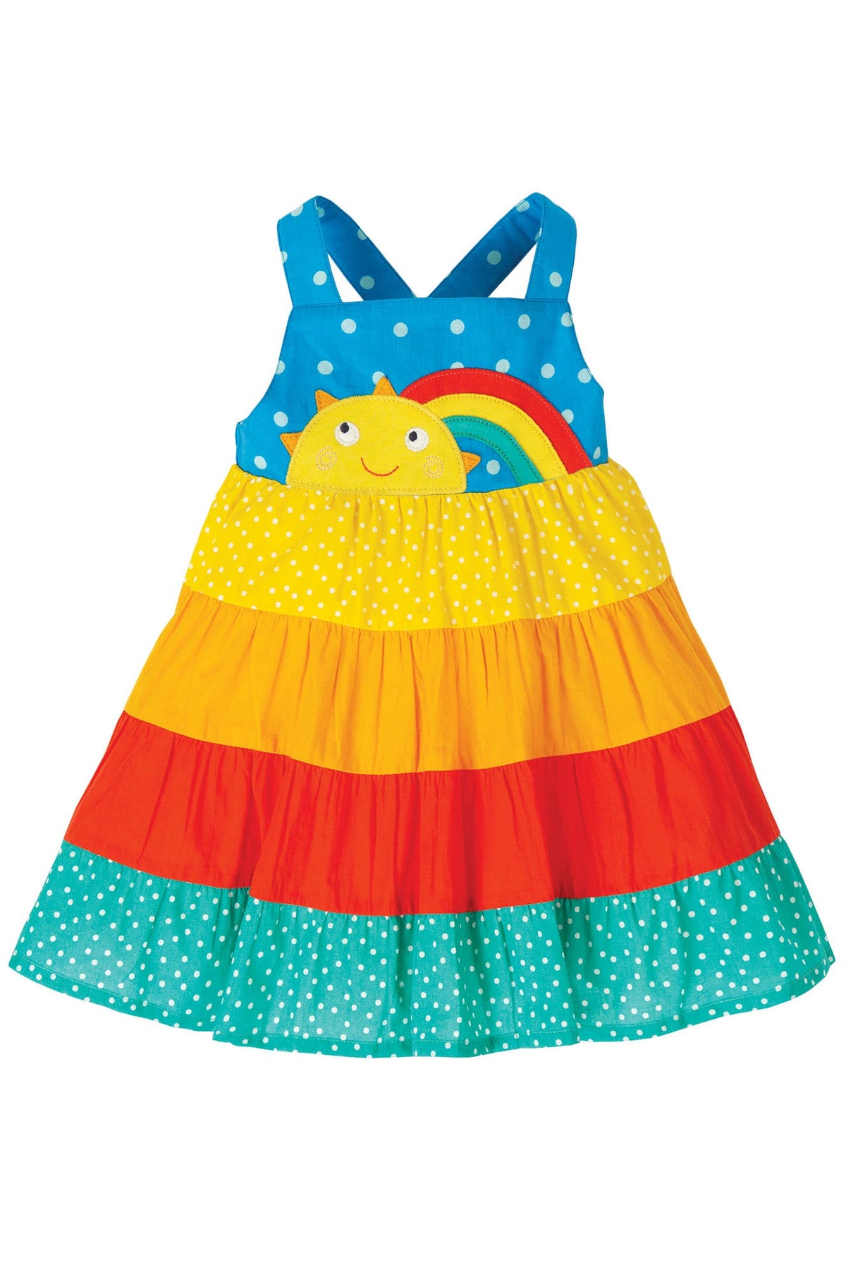 Kleid Regenbogen mit Sonnen-Applikation ( 0-3, 3-6 Monate) von Frugi