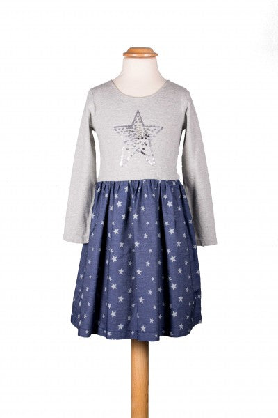 Happy Girls Kleid Sterne Grau Grey/Melange