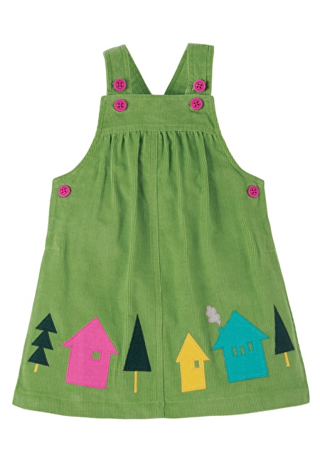 Kleid grün mit Häuser