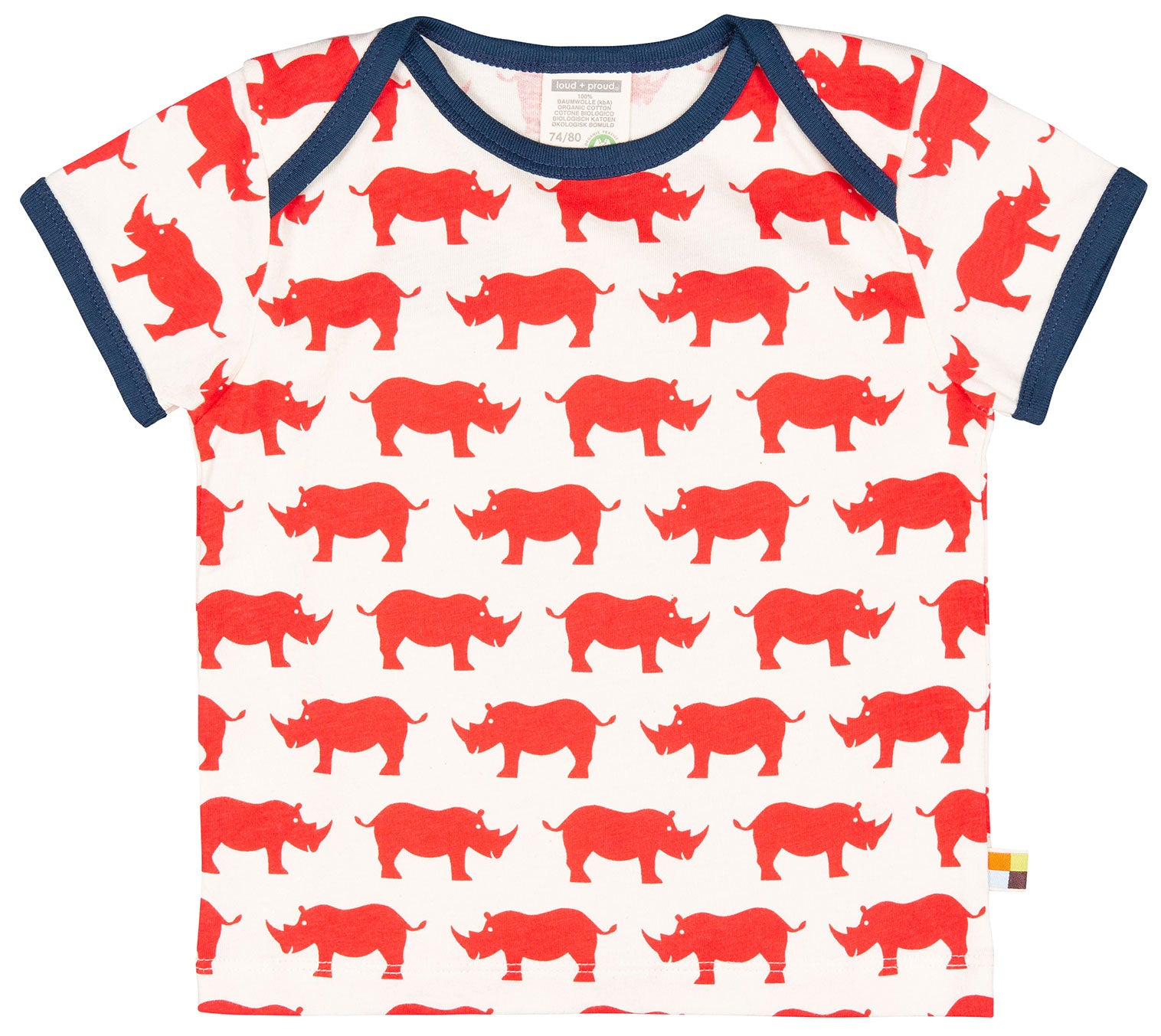Rotes kurzarmshirt Nashorn ( 9-12 Monate) von loud+proud