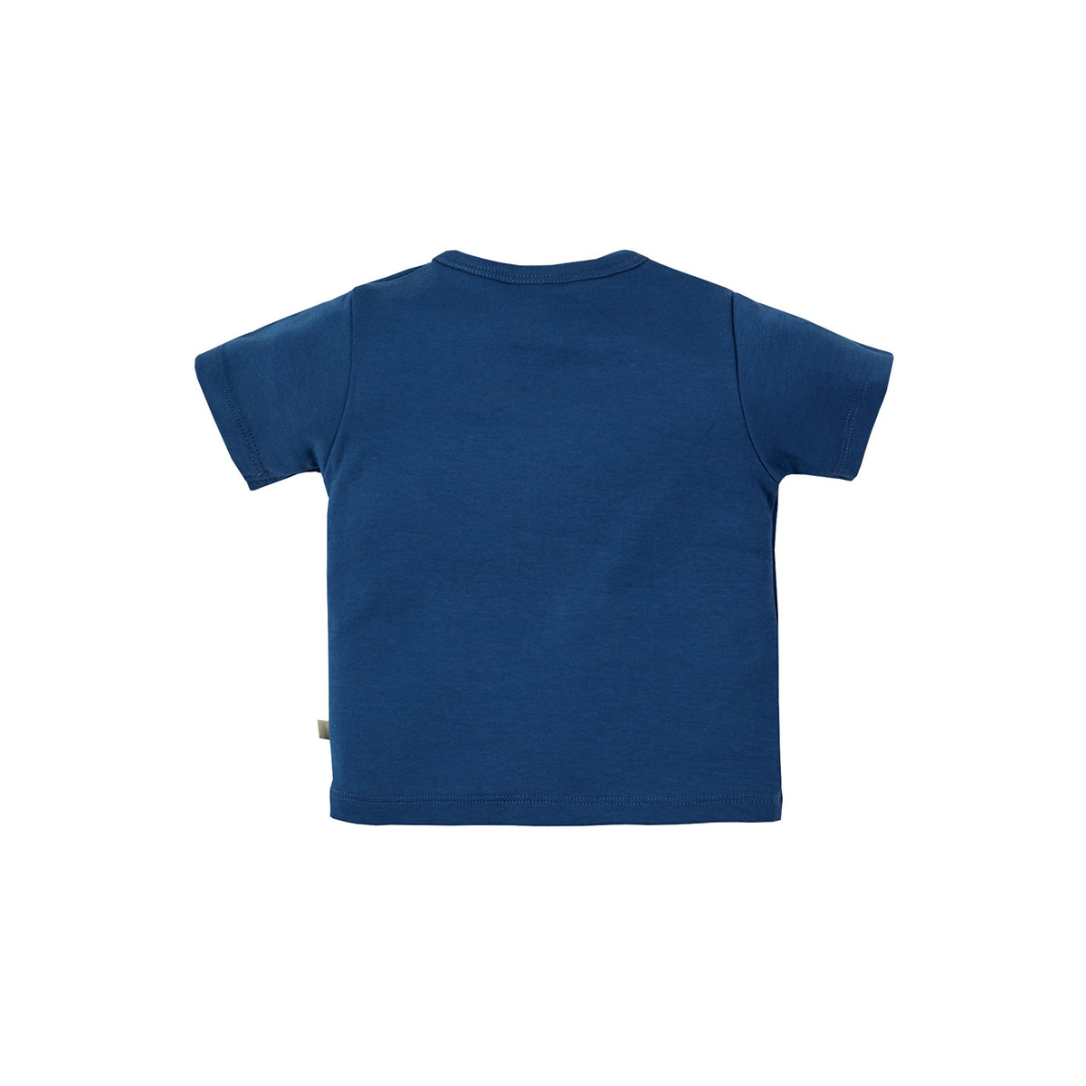 dunkelblaues kurzarmshirt mit Leuchtkäfer applikation von der Marke Frugi