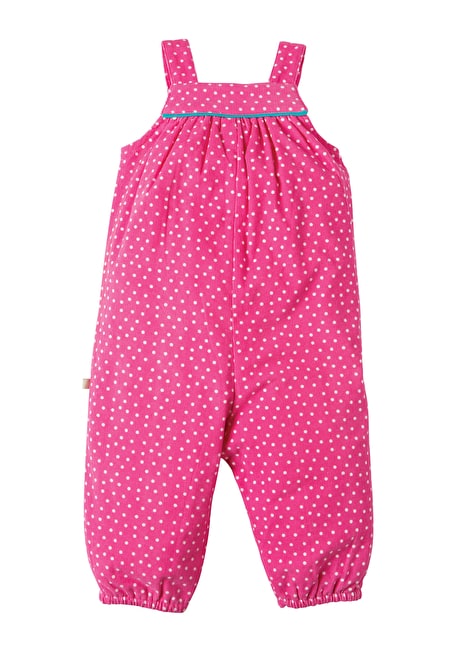 Pinke Latzhose mit Vogeltasche von der Marke Frugi