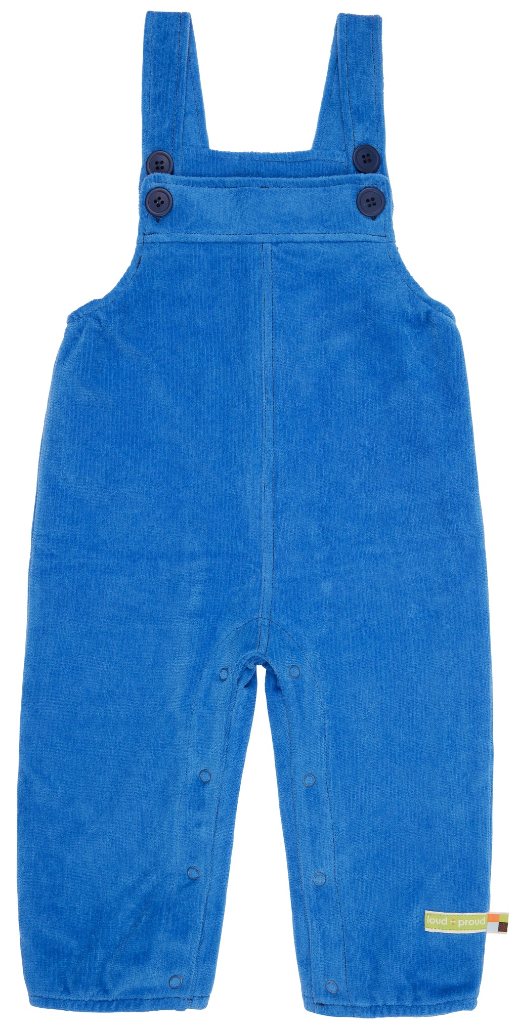 Latzhose Cord in indigo-blau von loud + proud