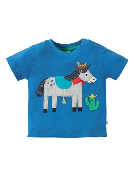Little Creature Applique Top Esel T-Shirt Frugi Cowboy Pferd