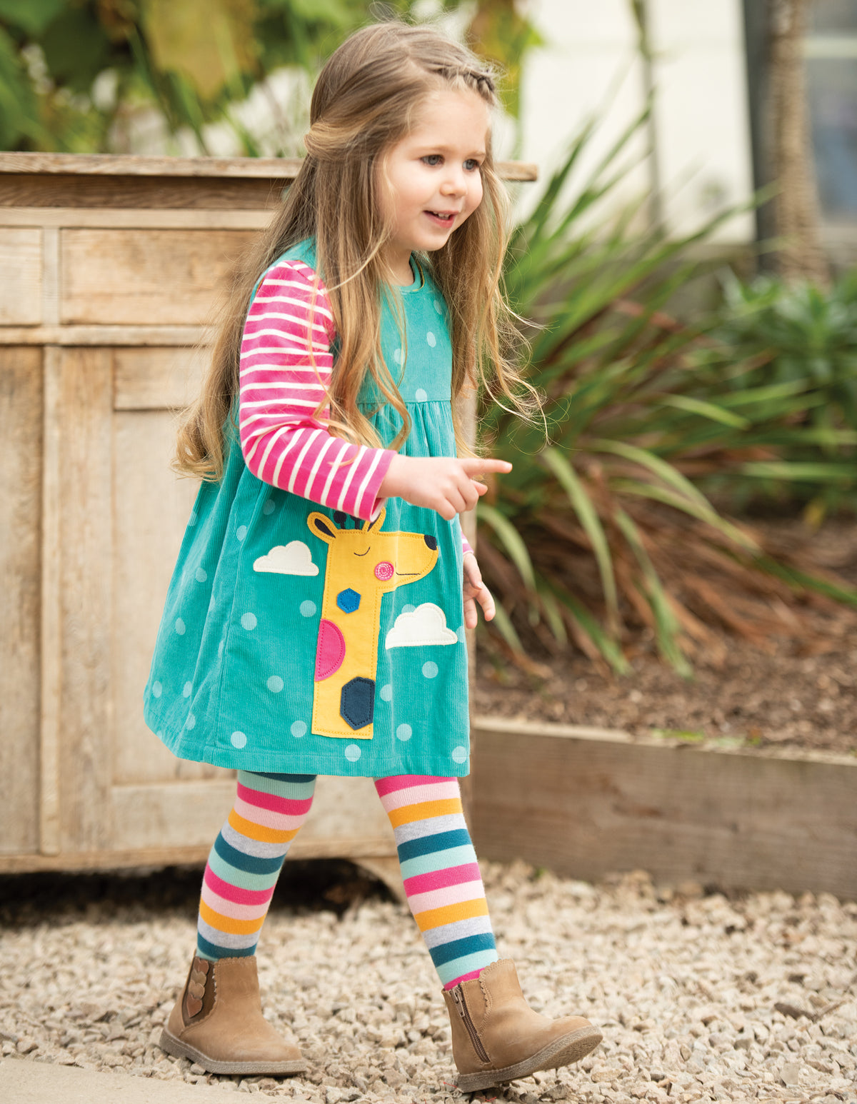 Kleid in türkis mit Giraffe appliziert( 0-3 Monate) von Frugi