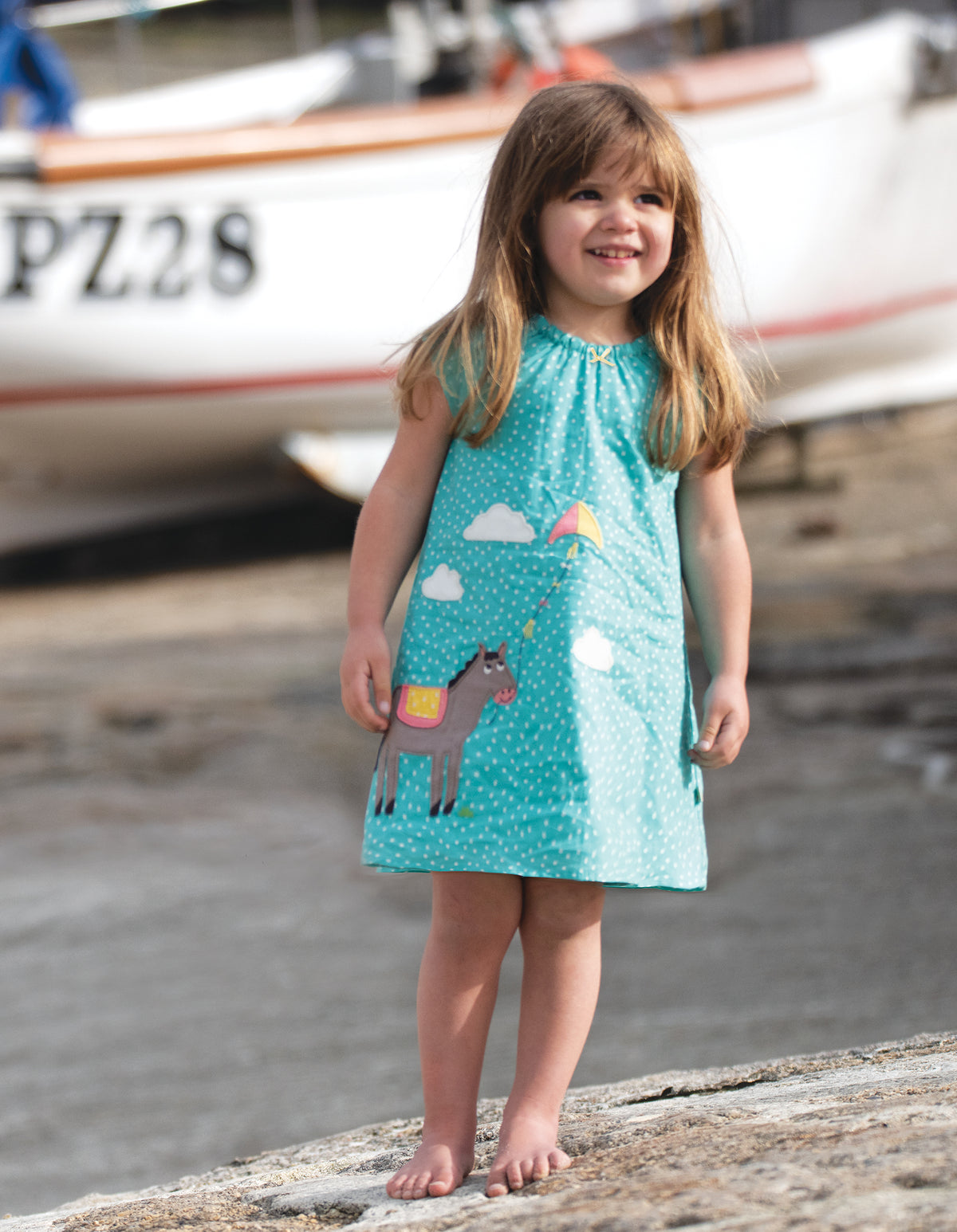 Kleid mi Esel Applikation ( 0-3, 3-6 Monate)  von Frugi