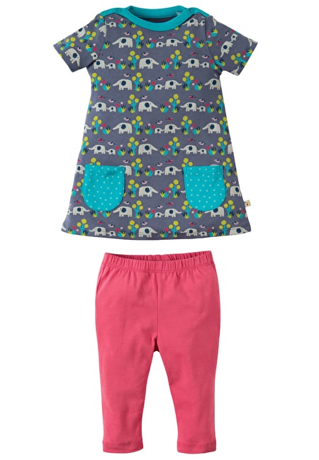 Outfit Elefant( 0-3, 3-6 Monate) von Frugi 100% Bio-Baumwolle + Gots zertifiziert