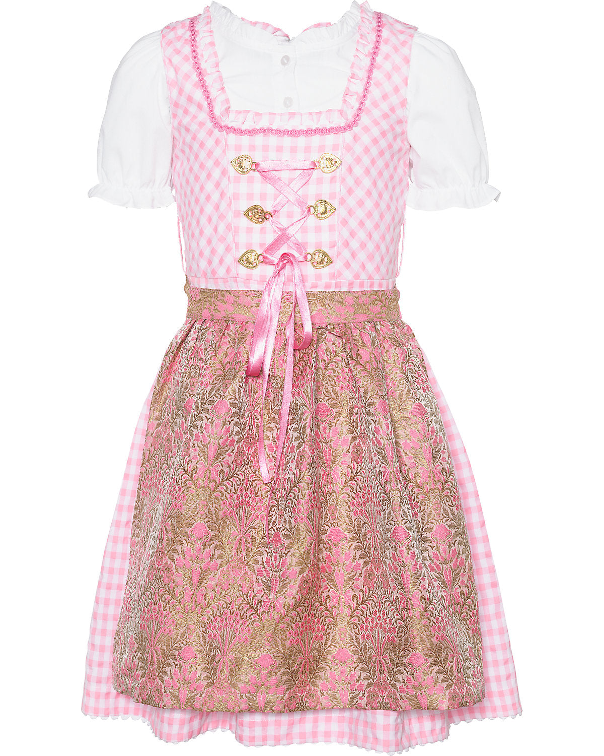 Dirndl in rosa mit schürze in rosa rosè 