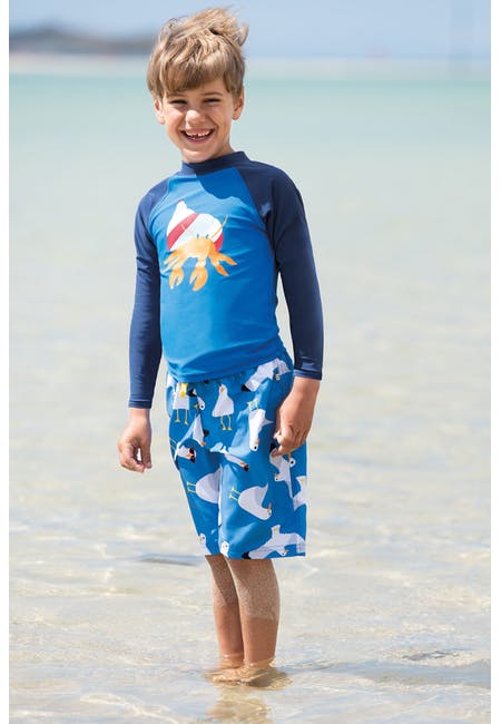 blaue Badehose mit Möwen von der Marke Frugi