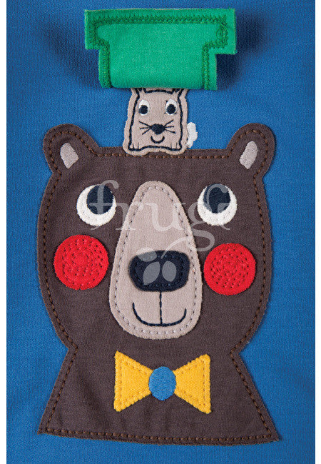 Applique Top Blue Bear Bär Shirt Frugi
